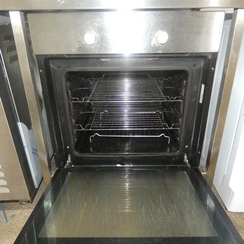 1275 - A drop front integrated fan oven by Logik and a commercial stainless steel catering type table with ... 