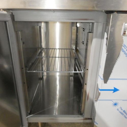 1277 - A commercial stainless steel 3 door bench fridge by Capri, this unit has seen zero to little use, 24... 