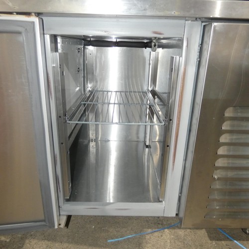 1277 - A commercial stainless steel 3 door bench fridge by Capri, this unit has seen zero to little use, 24... 