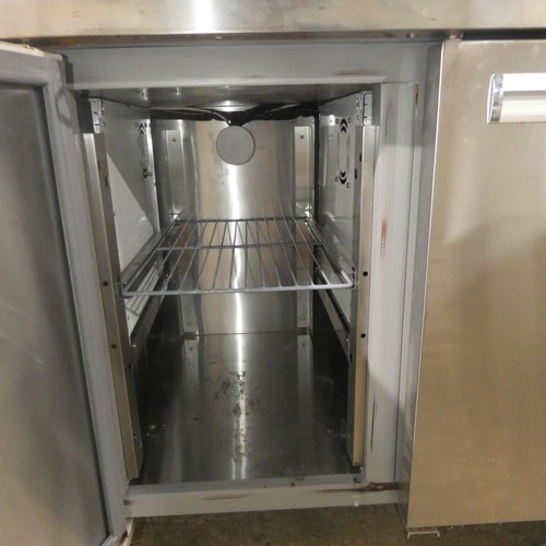 1277 - A commercial stainless steel 3 door bench fridge by Capri, this unit has seen zero to little use, 24... 