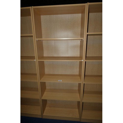 1388 - A wood effect open front bookcase approx 76cm w x 31cm d x 200cm high