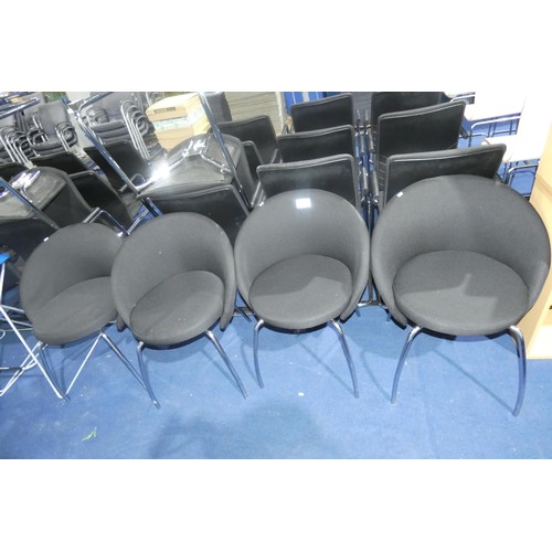 1394 - 4 Vision black upholstered tub type office chairs