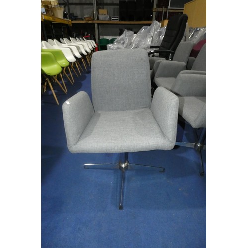 1409 - 6 x grey upholstered meeting room type chairs all on chrome non wheeled 4 star bases