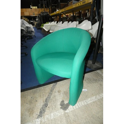 1439 - 4 green upholstered tub type chairs (previously used with the table in lot 1423)