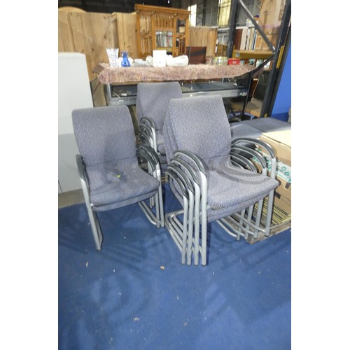 1456 - 10 x grey metal framed stacking chairs by Ahrend