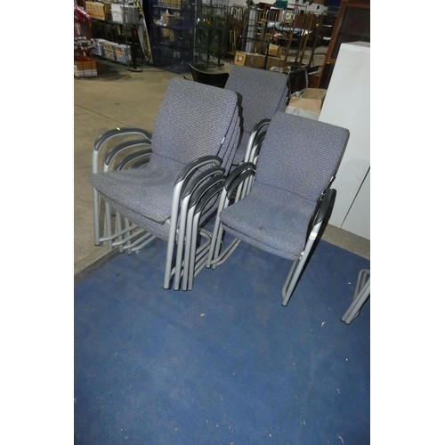 1457 - 10 x grey metal framed stacking chairs by Ahrend