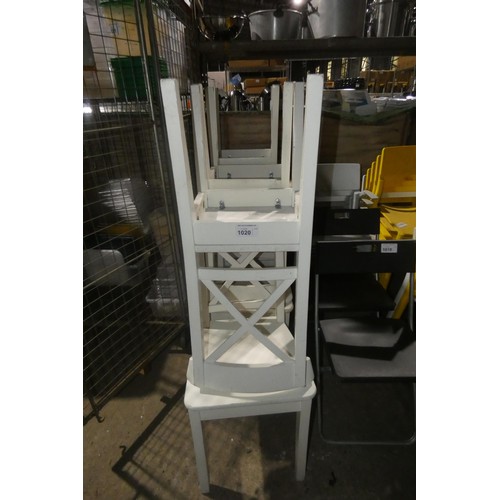 1020 - 6 x white wooden cross back dining chairs