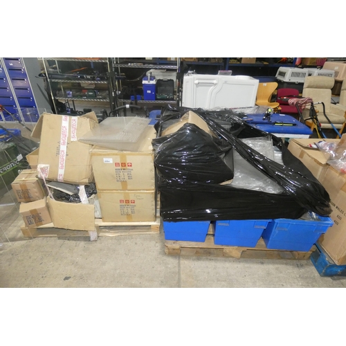 2064 - 2 pallets containing a quantity of various shop fittings including plastic shelves etc