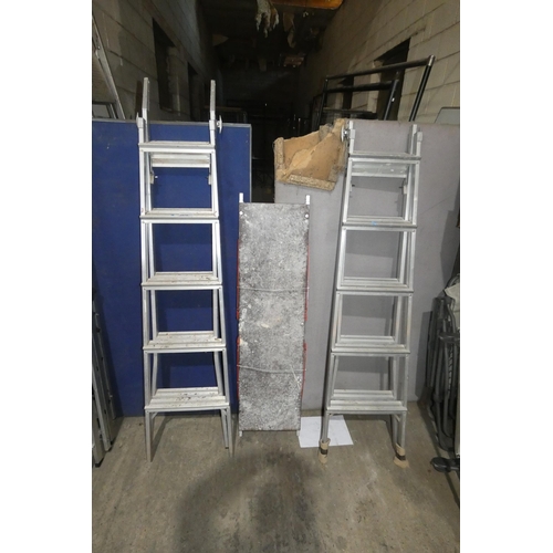 2070 - 2 Abru convertible step ladders and 1 Youngman Pro Deck platform