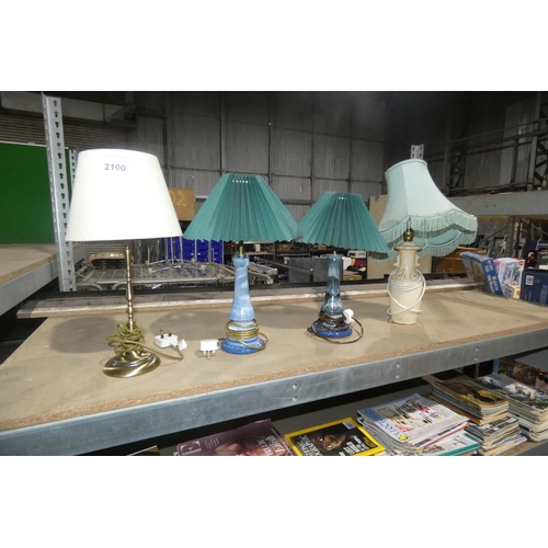 2100 - 4 various table lamps with shades, 240v (Trade)