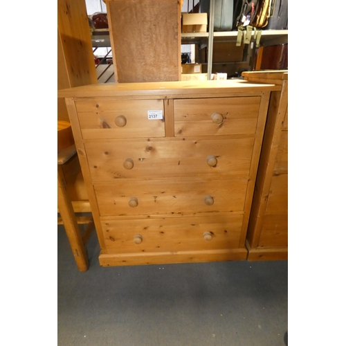 2137 - A pine chest of 2 short and 3 long drawers approx  94 x 52 x 102cm high