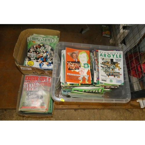 2156 - 3 boxes containing a quantity of various football programmes comprising mainly of Plymouth Argyle an... 