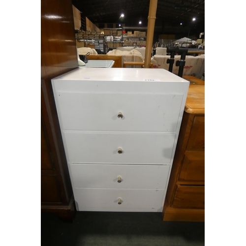 2169 - A small white chest of 4 drawers approx 51 x 40 x 79cm high