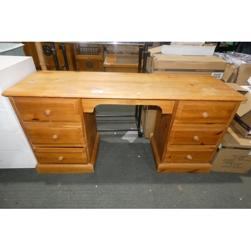 2170 - A pine twin pedestal dressing table / home desk approx 142 x 43 x 71cm high