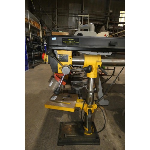 2057 - A bench top five speed pillar drill by Perform type CCRD, 240v. Tested Working.