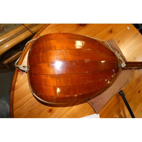 2158 - A vintage lute guitar (German?). Please note that there is a spilt on the left hand side of the case... 