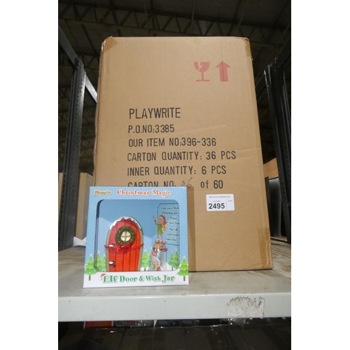 2495 - A box containing a quantity of elf doors and Christmas wish jars