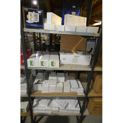 2509 - A quantity of various lights, flood light, wall lights, LED etc. Contents of 4 shelves