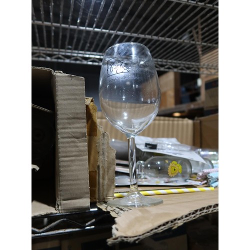 2213 - A quantity of Birthday/wedding day/special occasion gift/novelty wine and other glasses. Contents of... 