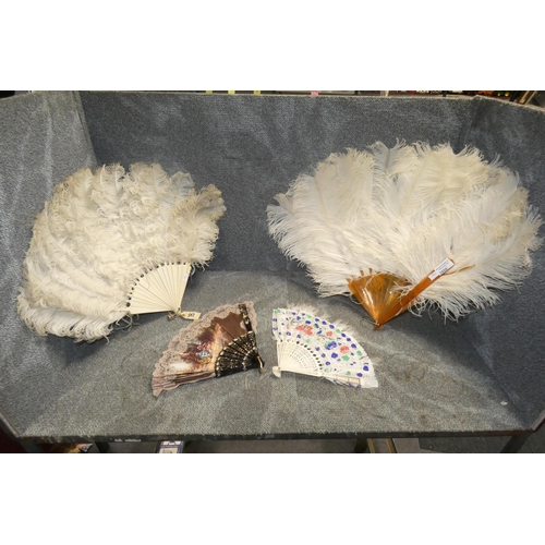 2806 - Two ostrich feather fans and two other decorative fans