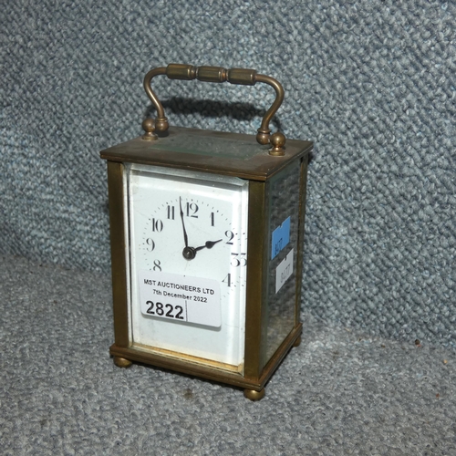 2822 - A small brass cased carriage clock