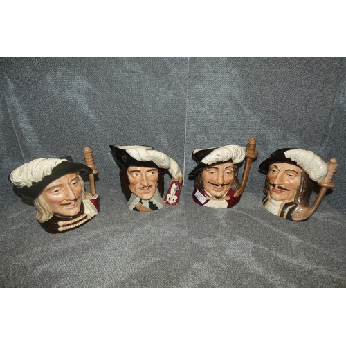 2858 - Four Royal Doulton character jugs of The Four Musketeers; Aramis, Athos, Porthos and D'artagnan