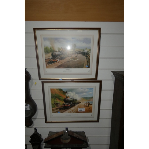 2937 - A pair of framed coloured vintage railway prints