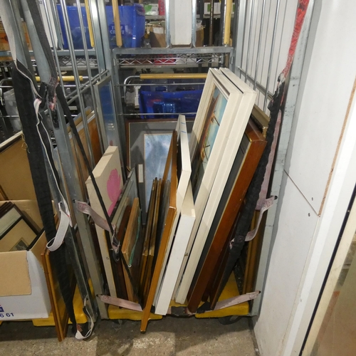 2941 - A quantity of miscellaneous pictures and frames (stillage not included)