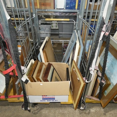 2942 - A quantity of miscellaneous pictures and frames (stillage not included)