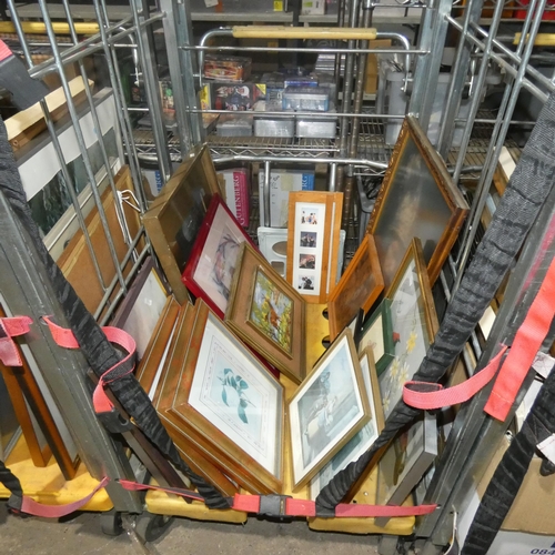 2943 - A quantity of miscellaneous pictures and frames (stillage not included)