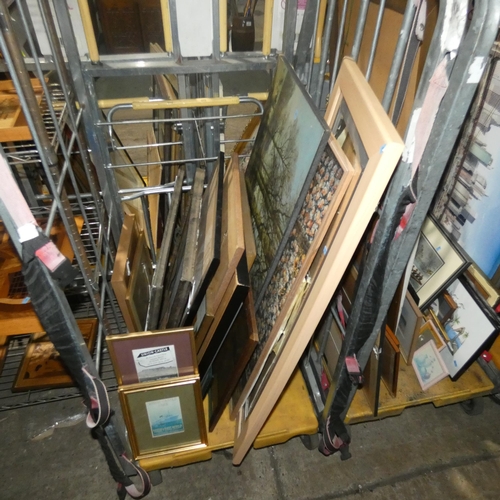 2954 - A quantity of miscellaneous pictures and frames (stillage not included)