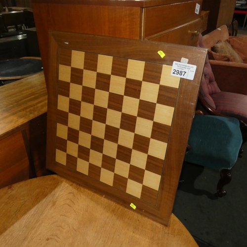 2987 - A wooden chess board approx 55 x 55cm