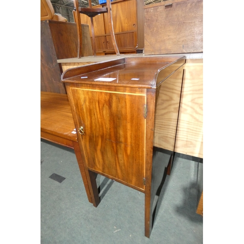 3009 - A 19th Century inlaid mahogany bedside cabinet with gallery top, approximately 34 cm wide