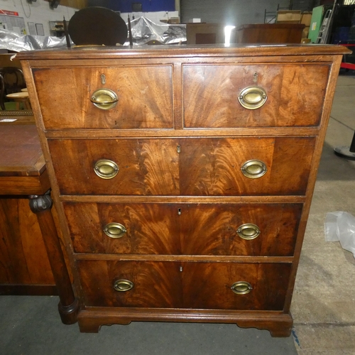 3013 - A 19th Century mahogany chest of 2 short and 3 long drawers with oval brass drop handles, approximat... 