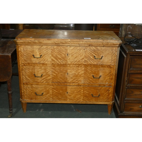 3023 - An early 20th century light wood bedroom chest of 3 drawers approximately 106cm wide