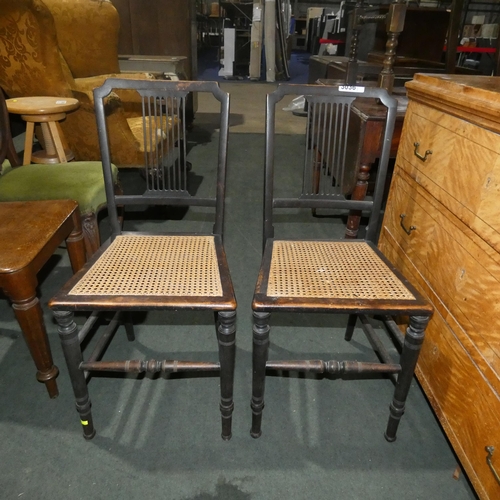 3036 - A pair of Edwardian cane seat bedroom chairs