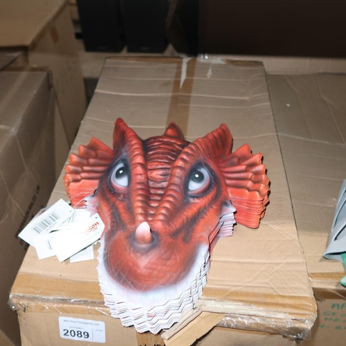 2089 - 2 pallets containing a quantity of various gift items including toy knight helmets and dragon masks