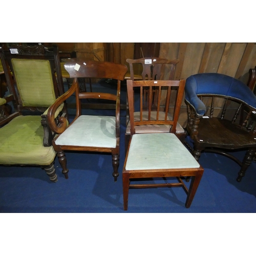 3180 - A Chippendale style dining chair, a dining chair with a rail back and a mahogany Carver chair