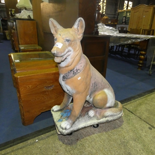 3099 - A full-size concrete Alsatian dog by Henri studio Palatine, Illinois, 1981 (wheeled trolly not inclu... 