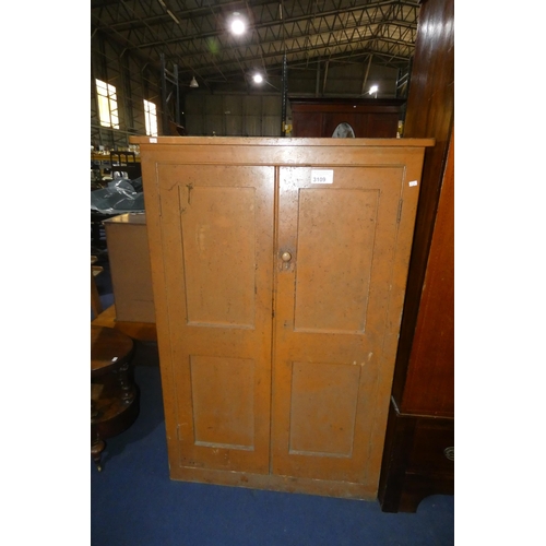 3109 - A vintage Brown painted pine floor standing cabinet with 2 panel doors, approx 90 cm wide