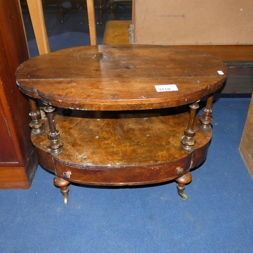 3110 - A Victorian Oval 2-tier coffee table with a small drawer