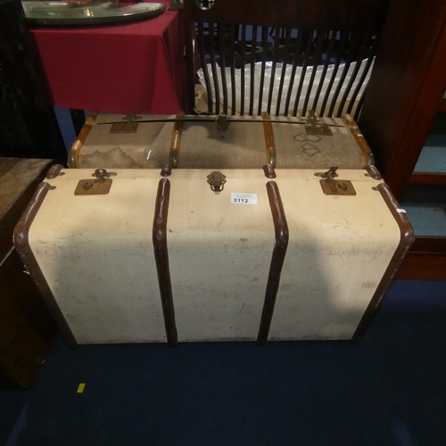 3112 - 2 vintage wooden bound cabin trunks