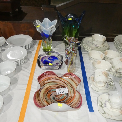 3130 - 3 large pieces of Murano glassware and three other pieces of decorative glassware