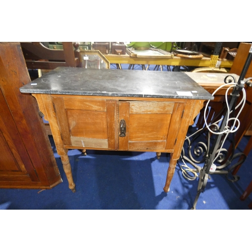 3201 - An Edwardian washstand with a grey slate top, approximately 84 cm wide