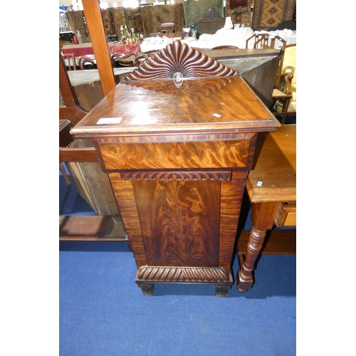 3214 - A nineteenth century flame mahogany pedestal with 1 drawer and 1 door, approximately 56 cm wide