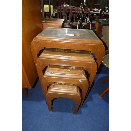 3217 - A nest of 4 inlaid oriental hardwood coffee tables