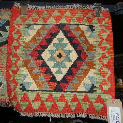 3273 - A Chobi Kilim rug, 50cm x 51cm