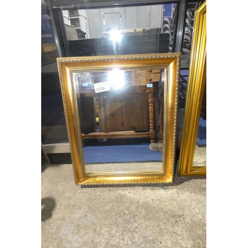 3235 - A gilt framed rectangular bevelled wall mirror approx 51 x 61cm