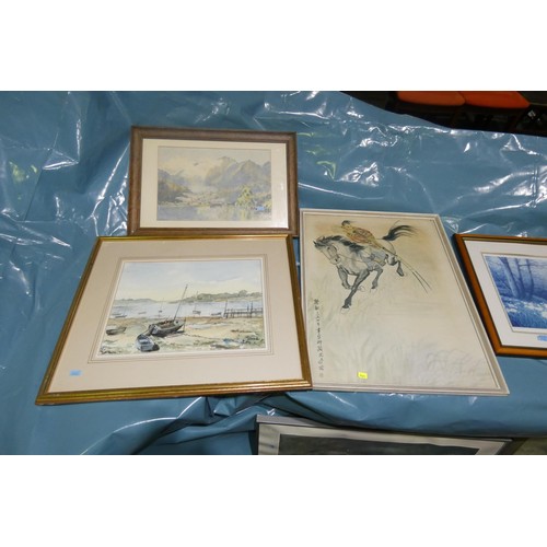 2944 - A quantity of miscellaneous pictures and frames (stillage not included)