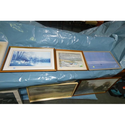 2944 - A quantity of miscellaneous pictures and frames (stillage not included)